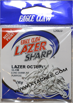 Eagle Claw Lazer Sharp Octopus Hooks Glow (L2GLUH)