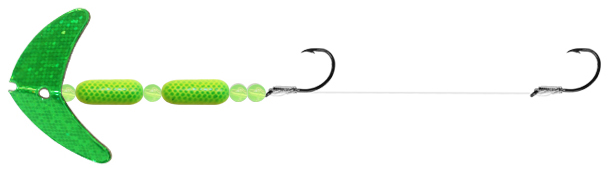 Macks Lures Cha-Cha Crawler Rig, Green Sparkle Blade, Chart